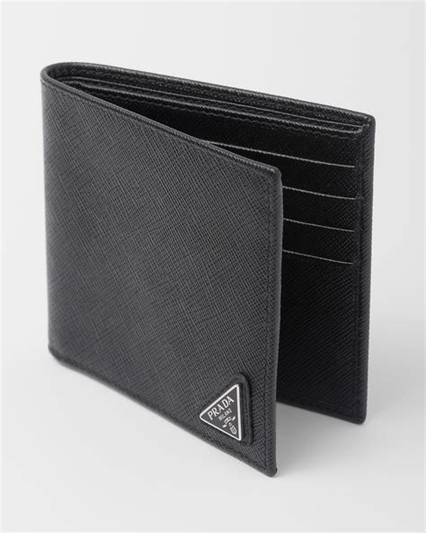 prada wallet metallic trim saffiano leather black